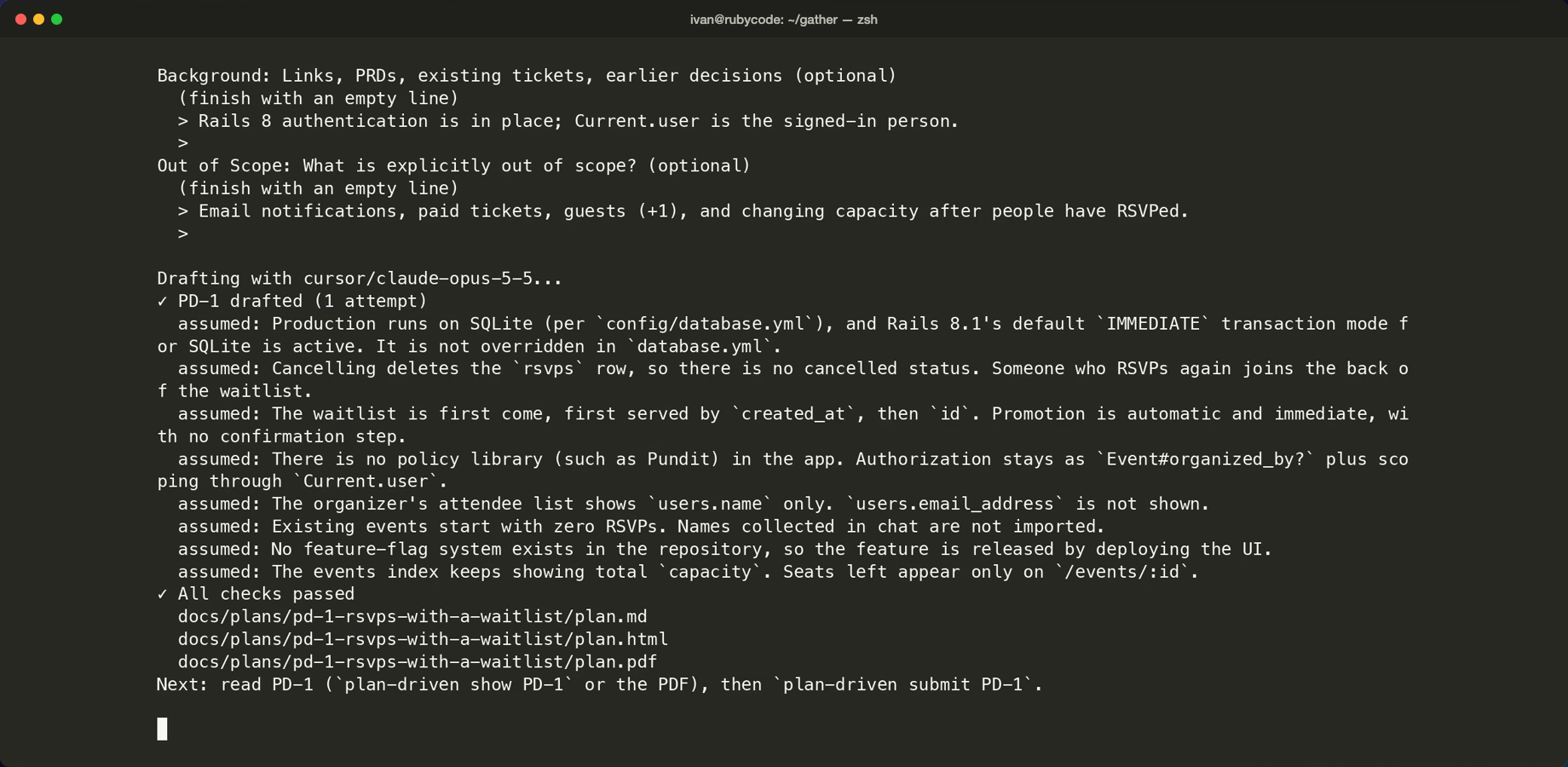The interview in the terminal, and the assumptions the model made