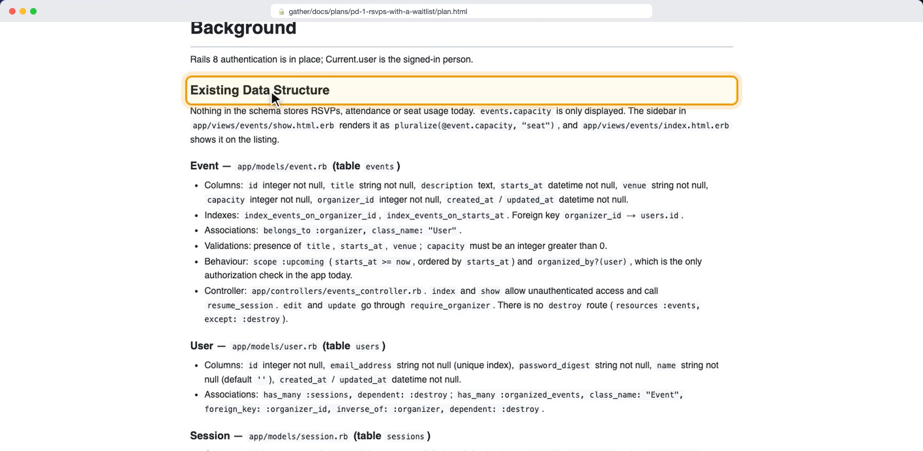 The implementation plan, open in the browser