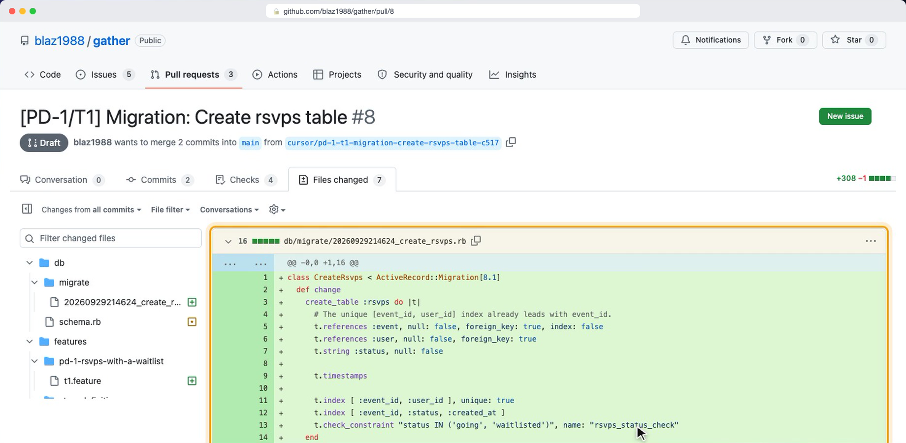 The agent's pull request on GitHub